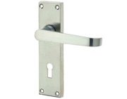 Frelan Hardware Victorian Straight Lever Door Handles On Backplate, Satin Chrome - JV30SC (sold in pairs)