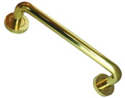 Frelan Hardware Pull Handle On Rose (225mm OR 305mm c/c), Polished Brass - JV3500
