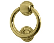 Frelan Hardware Ring Door Knocker (105mm Diameter), Polished Brass - JV37PB