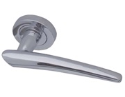 Frelan Hardware Paja Horn Door Handles On Round Rose, Polished Chrome - JV410PC (sold in pairs)