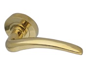 Frelan Hardware Gull Door Handles On Round Rose, PVD Stainless Brass - JV420PVD (sold in pairs)