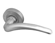 Frelan Hardware Gull Door Handles On Round Rose, Satin Chrome - JV420SC (sold in pairs)