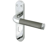 Frelan Hardware Twin Door Handles On Backplate, Dual Finish Polished Chrome & Satin Chrome - JV431PCSC (sold in pairs)