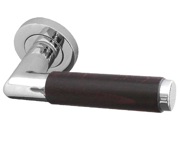 Frelan Hardware Reguitti Cuba Dark Wood Door Handles On Round Rose, Polished Chrome - JV455DPC (sold in pairs)