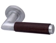 Frelan Hardware Reguitti Cuba Dark Wood Door Handles On Round Rose, Satin Chrome - JV455DSC (sold in pairs)