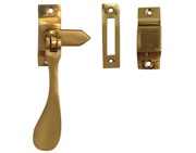 Frelan Hardware Hook And Mortice Casement Fastener, Polished Brass - JV45RPB