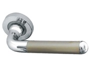 Frelan Hardware Olivia Door Handles On Round Rose, Dual Finish Polished Chrome And Satin Nickel - JV466PCSN (sold in pairs)