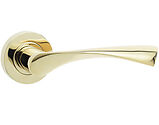 Frelan Hardware Twirl Door Handles On Round Rose, PVD Stainless Brass - JV504PVD (sold in pairs)