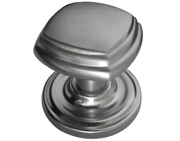 Frelan Hardware Tiered Square Mortice Door Knob On Round Rose, Satin Chrome - JV64SC (sold in pairs)