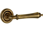 Frelan Hardware Parisian Camille Door Handles On Round Rose, Antique Brass - JV651AB (sold in pairs)