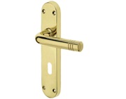 Frelan Hardware Porto Door Handles On Backplate, Polished Brass - JV660PB (sold in pairs)