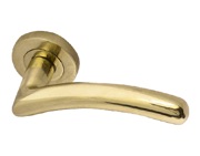 Frelan Hardware Mailand Door Handles On Round Rose, PVD Stainless Brass - JV710PVD (sold in pairs)