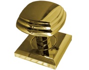 Frelan Hardware Tiered Square Mortice Door Knob On Square Rose, Polished Brass - JV74PB (sold in pairs)