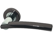 Frelan Hardware Modena Door Handles On Round Rose, Dual Finish Polished Chrome & Black Nickel - JV780PCBN (sold in pairs)