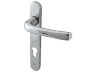 Frelan Hardware PVCu Lever Door Handles (220mm Backplate - 92mm C/C Euro Lock), Polished Chrome - JW70PC (sold in pairs)