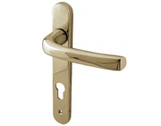 Frelan Hardware PVCu Lever Door Handles (220mm Backplate - 92mm C/C Euro Lock), PVD Stainless Brass - JW70PVD (sold in pairs)