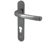 Frelan Hardware PVCu Lever Door Handles (220mm Backplate - 92mm C/C Euro Lock), Satin Chrome - JW70SC (sold in pairs)