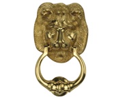 Heritage Brass Lion Head Door Knocker, Polished Brass - K1210-PB
