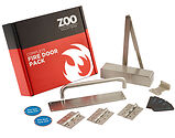 Zoo Hardware Commercial Corridor Fire Door Non-Locking Kit, Satin Stainless Steel Finish - KITC2-FDP-C2
