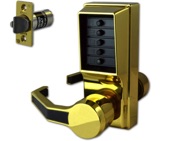 KABA Simplex L1000 Series L1041B Digital Lock Lever Operated With Key Override & Passage Set, Polished Brass - L10354