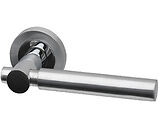 Intelligent Hardware Laser Door Handles On Round Rose, Dual Finish Polished Chrome & Satin Chrome - LAS.09.CP/SCP (sold in pairs)