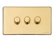 M Marcus Electrical Vintage 3 Gang Trailing Edge Dimmer Switch, Polished Brass - X01.280.TED