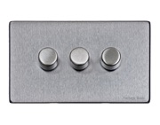M Marcus Electrical Vintage 3 Gang Trailing Edge Dimmer Switch, Satin Chrome - X03.280.TED