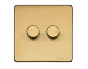 M Marcus Electrical Vintage 2 Gang Trailing Edge Dimmer Switch, Satin Brass - X44.270.TED