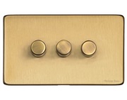 M Marcus Electrical Vintage 3 Gang Trailing Edge Dimmer Switch, Satin Brass - X44.280.TED