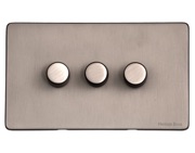 M Marcus Electrical Vintage 3 Gang Trailing Edge Dimmer Switch, Aged Pewter - XAP.280.TED