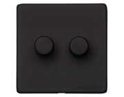 M Marcus Electrical Vintage 2 Gang Trailing Edge Dimmer Switch, Matt Black - XBK.270.TED