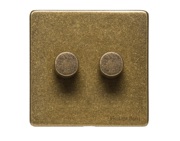 M Marcus Electrical Vintage 2 Gang 2 Way Push On/Off Dimmer Switch, Rustic Brass (250 OR 400 Watts) - XRB.270.250