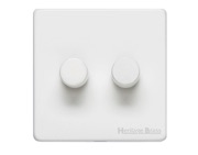 M Marcus Electrical Vintage 2 Gang Trailing Edge Dimmer Switch, Matt White - XWH.270.TED