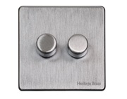 M Marcus Electrical Studio 2 Gang 2 Way Push On/Off Dimmer Switch, Satin Chrome (250 OR 400 Watts) - Y33.270.250