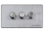 M Marcus Electrical Studio 3 Gang 2 Way Push On/Off Dimmer Switch, Satin Chrome (250 OR 400 Watts) - Y33.280.250