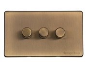 M Marcus Electrical Studio 3 Gang Trailing Edge Dimmer Switch, Antique Brass (Trimless) - Y91.280.TED