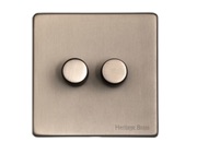 M Marcus Electrical Studio 2 Gang 2 Way Push On/Off Dimmer Switch, Aged Pewter (250 OR 400 Watts) - YAP.270.250