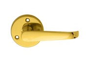 Carlisle Brass Victorian Door Handles On Round Rose, Polished Brass - M32 (sold in pairs)