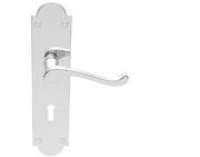 Carlisle Brass Victorian Scroll Door Handles On Shaped Backplate, Polished Chrome - M67CP (sold in pairs)
