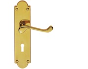 Carlisle Brass Victorian Scroll Door Handles On Shaped Backplate, Polished Brass - M67 (sold in pairs)