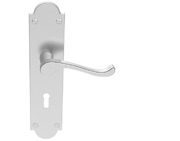 Carlisle Brass Victorian Scroll Door Handles On Shaped Backplate, Satin Chrome - M67SC (sold in pairs)