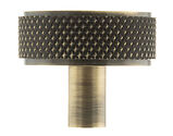 Atlantic Millhouse Brass Hargreaves Disc Knurled Cabinet Knob On Concealed Fix, Antique Brass - MHCK1935AB