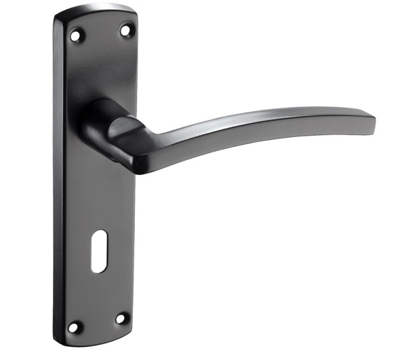Access Hardware N Series Curved Door Handles On Backplate, Matt Black Aluminium - N2613B (sold in pairs)