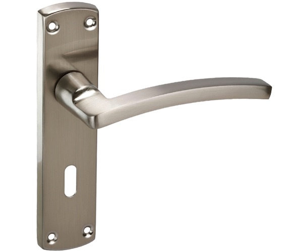 Access Hardware N Series Curved Door Handles On Backplate, Satin Aluminium - N2613SA (sold in pairs)