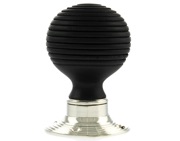 Atlantic Old English Whitby Reeded Mortice Knob, Ebony Wood And Polished Nickel - OE60RREMKPN (sold in pairs)