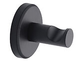 Heritage Brass Oxford Wall Mounted Hook For Towels, Robes, Clothes And Coats (47mm Projection), Matt Black - OXF-HOOK-BLK