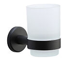 Heritage Brass Oxford Toothbrush Holder With Frosted Glass Tumbler, Matt Black - OXF-TUMBLER-BLK