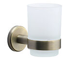 Heritage Brass Oxford Toothbrush Holder With Frosted Glass Tumbler, Matt Antique Brass - OXF-TUMBLER-MA