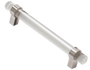 Access Hardware T Bar Cabinet Pull Handles (128mm OR 160mm C/C), Satin Nickel With Glass Handle - P111001GSN