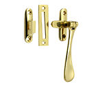 Prima Spoon End Reversible Casement Fastener With Hook And Mortice Plate, Polished Brass - PB125